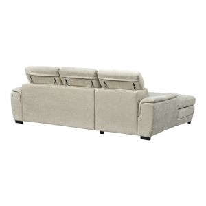 Dreamora corner sofa bed with storage, beige, fabric, 270x167x82cm