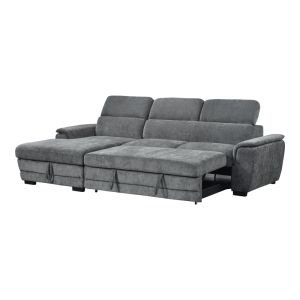 Dreamora corner sofa bed with storage, black fabric, 270x167x82cm