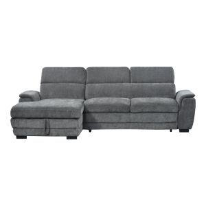 Dreamora corner sofa bed with storage, black fabric, 270x167x82cm