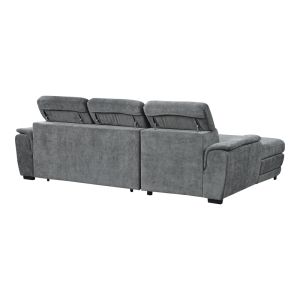 Dreamora corner sofa bed with storage, black fabric, 270x167x82cm