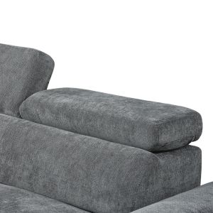 Dreamora corner sofa bed with storage, black fabric, 270x167x82cm