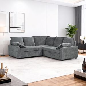 Corner sofa bed Lounivo anthracite fabric 215x215x84cm