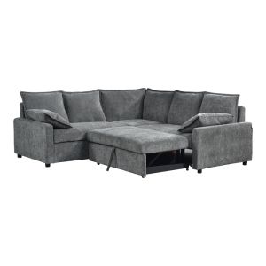 Corner sofa bed Lounivo anthracite fabric 215x215x84cm