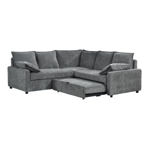 Corner sofa bed Lounivo anthracite fabric 215x215x84cm