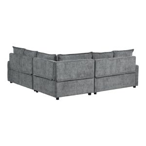 Corner sofa bed Lounivo anthracite fabric 215x215x84cm