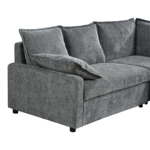 Corner sofa bed Lounivo anthracite fabric 215x215x84cm