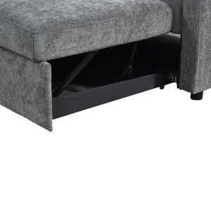 Corner sofa bed Lounivo anthracite fabric 215x215x84cm