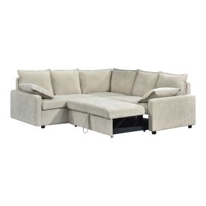Corner sofa bed Lounivo beige fabric 215x215x84cm