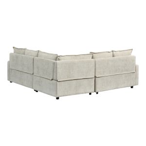 Corner sofa bed Lounivo beige fabric 215x215x84cm