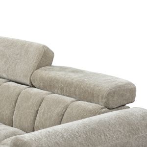 Corner sofa bed right corner Nuvora with storage space beige fabric 244x225x79cm
