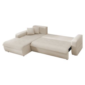 Corner sofa bed left Kanso HM3338.03L beige fabric 244X188X80 cm.