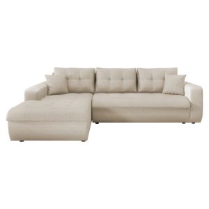 Corner sofa bed left Kanso HM3338.03L beige fabric 244X188X80 cm.