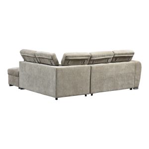 Corner sofa bed left corner Nuvora with storage space beige fabric 244x225x79cm