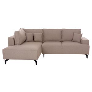 Corner sofa bed with storage space Saffira HM3303.03L beige fabric 270X195X100HCM.