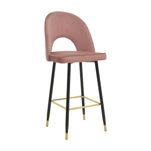 Casenio medium height bar stool, rotten apple color, velvet - black leg with gold metal 48X50X107CM
