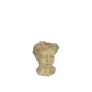 Beige cement flower pot statue lady's head - 12X13X16.5CM 9/BOX