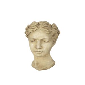 Beige cement flower pot statue lady's head - 18X17X26.5CM 4/BOX