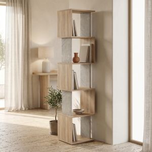 Cubik Sonoma bookcase with gray-beige marble look 35X30X161CM