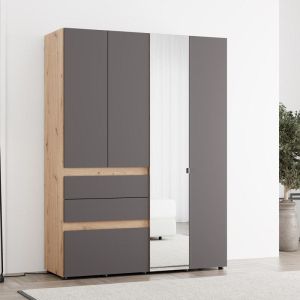 Wardrobe Arderin 4K3F1O H207 artisan oak-graphite gray 155X52X208CM