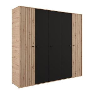 Wardrobe Avignon 5K H211 artisan oak - black color 228X55X211CM