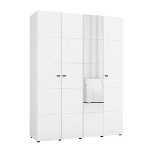 Wardrobe with mirror Salamis 4K1O H207 white color 155X52X208CM