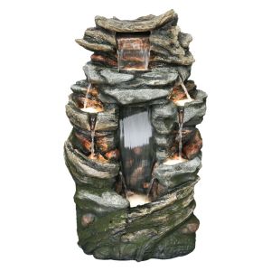 Голям декоративен фонтан , кафяв със светъл камък, 6 нива - 60X41X103СМ