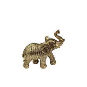 Decorative polyresin golden elephant statuette - relief motif - 13X5X14CM 48/KIB