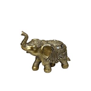 Decorative polyresin golden elephant statuette - embossed with mirrors - 13X7X15CM 48/KIB