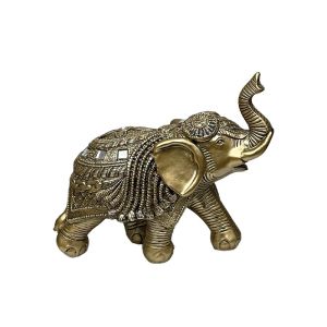 Decorative polyresin golden elephant statuette - embossed with mirrors - 16X8.5X19CM 24/KIB