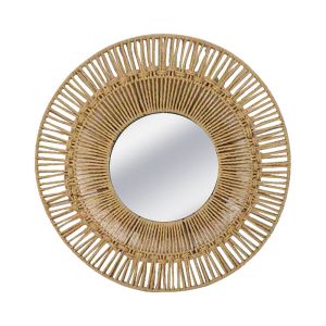 Decorative mirror round beige with rope with radial design - Φ50X3CM 15 Boxes