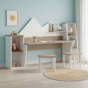Children's desk with stool Dualto Sonoma-white 180X30X93.6CM