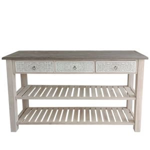 Wooden decorative console with shelves and drawers, aged style - 155X40X93CM 1/BOX