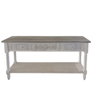 Wooden decorative console with drawers, aged style - 160X40X78CM 1/BOX