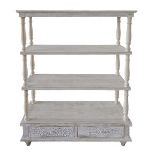 Wooden decorative console, aged style, semi-woodcarving - 99.5X40X131CM 1/BOX