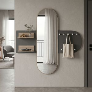 Закачалка за палта с огледало Baunty Sonoma-antracit 125X11X122СМ