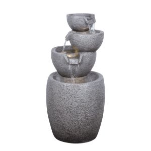Интериорен декоративен фонтан сив панел със светлина и 4 чаши - 40X41X81CM 1/BOX