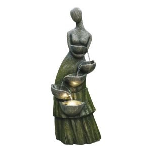 Интериорен декоративен фонтан със светлина, статуетка на жена, 5 нива - 37X33X101CM 1/BOX