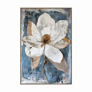 Painting on canvas FL50359 color beige-white-blue 80X4X120CM