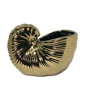 Ceramic vase golden snail shell, large - 22X12.5X18CM 24/KIB