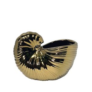Ceramic vase gold snail shell, small - 18X9X14.5CM 24/KIB