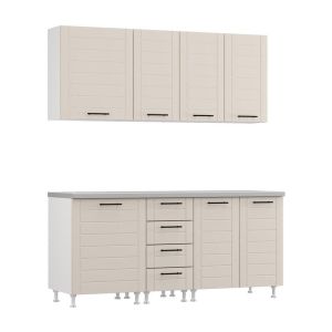 Комплект кухненски мебели Drina 180 бяло-пясъчен гланцов цвят 180X60X213СМ