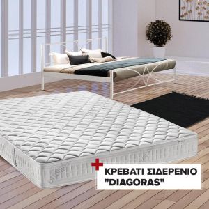 Комплект матрак Memosleep 140X200 + металик бежово легло Diagoras