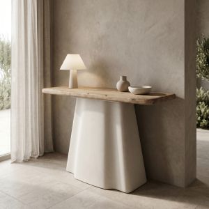 Loberta Console Table Made of Fir - Mdf in Natural Ecru Color 120X38X81CM