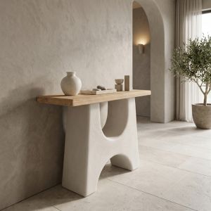 Console table Marila made of fir - MDF in natural ecru color 100X38X80CM