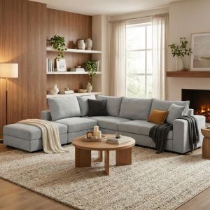 Multimodal sofa Navaro gray fabric 281X256X85CM