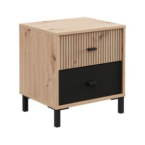 Avignon NO2F Artisan oak bedside table - black color 48X40X52CM