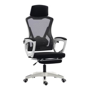 Office chair with footrest Meton white - mesh black 48X60X118-128CM