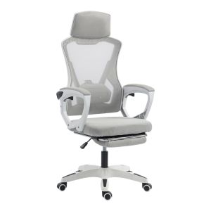 Office chair with footrest Meton white - mesh gray 48X60X118-128CM