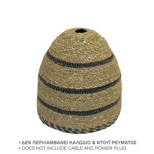 Woven chandelier straw hat beige/black oval lines - Φ5/32X32CM 5/BOX