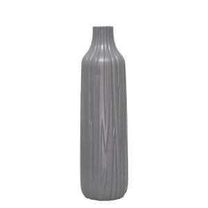 Floor vase gray ceramic with stripes - 16.5X58CM 1/6KIB